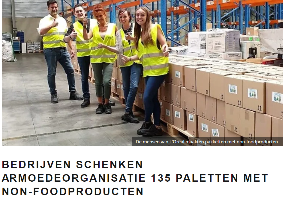 « Bedrijven schenken armoedeorganisatie 135 palletten met non-foodproducten » – Made In 17/10/2019